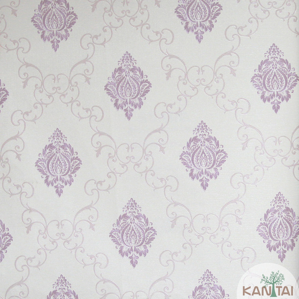 Papel De Parede Kantai Grace 3 - Medalhão Bege Claro E Roxo