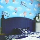 Papel De Parede Kantai Hello Kids - Balão E Avião Azul Claro