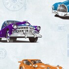 Papel De Parede Kantai Hello Kids - Carros Antigos Azul Claro