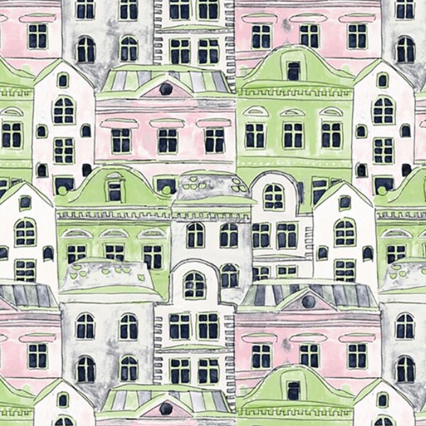 Papel De Parede Kantai Hello Kids - Cidade Desenhada Rosa E V