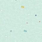 Papel De Parede Kantai Hello Kids - Nuvens E Estrelas Verde H