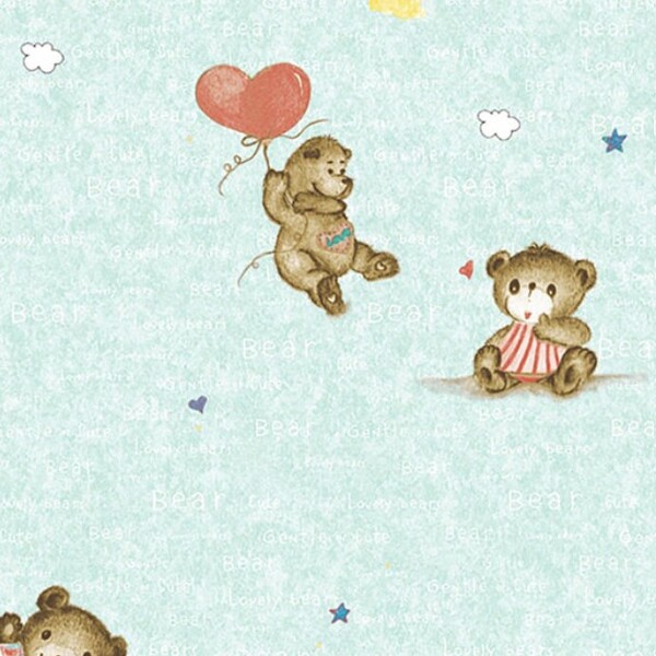 Papel De Parede Kantai Hello Kids - Ursinhos Verde Hk224604r