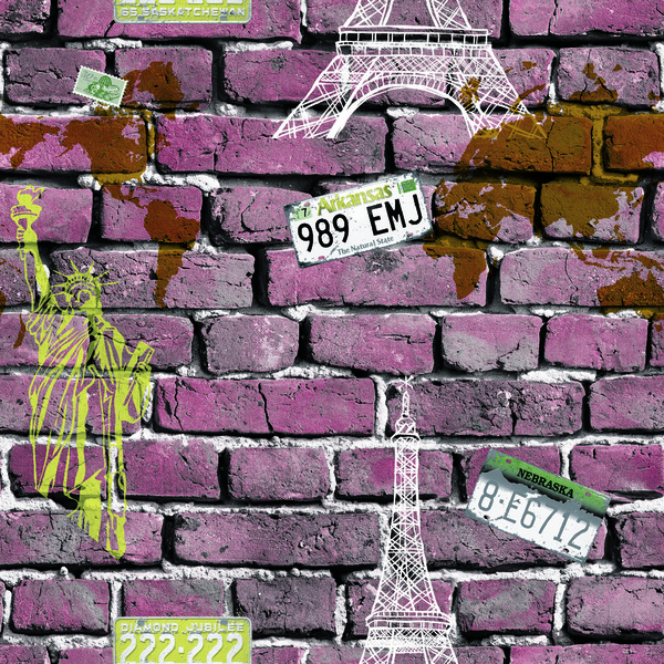 Papel De Parede Kantai Neonature 5 - Tijolinho Com Desenho Ro