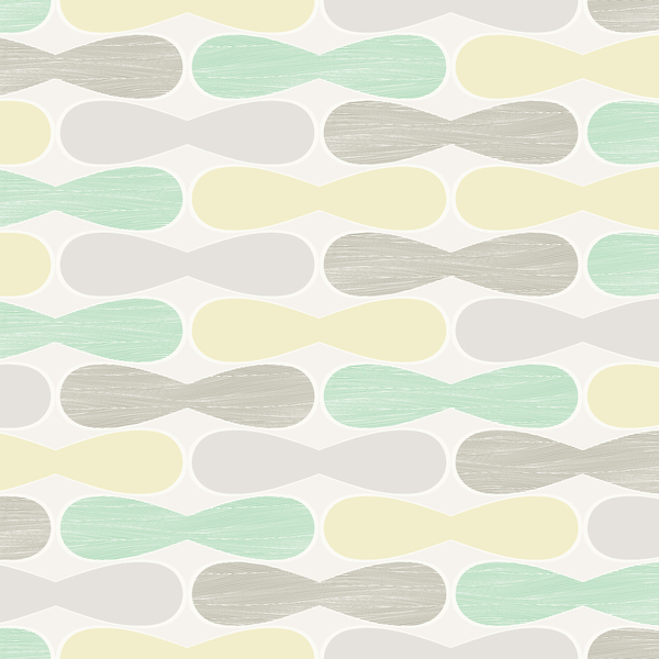 Papel De Parede Kantai Oba - Formas Cinza, Amarelo E Verde