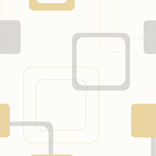 Papel De Parede Kantai Oba - Geométrico Amarelo E Cinza