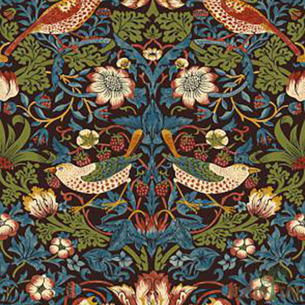 Papel De Parede Kantai Stone Age 2 - Folhas E Passáros Bordô