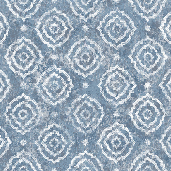 Papel De Parede Kantai Velvet - Mandala Azul