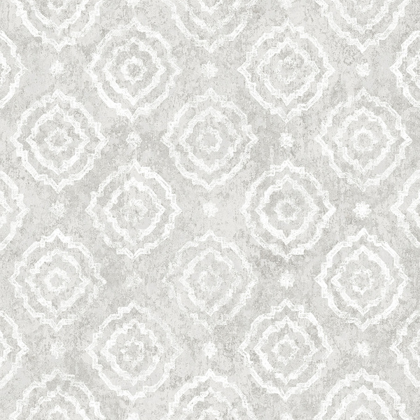 Papel De Parede Kantai Velvet - Mandala Cinza Claro