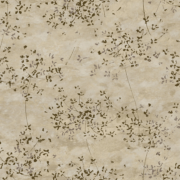 Papel De Parede Kantai Velvet - Ramos Bege E Marrom