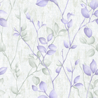 Papel De Parede Kantai Vision - Folhas Cinza Claro E Lilás