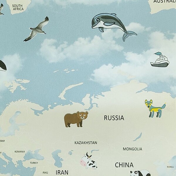 Papel De Parede Kantai Yoyo 2 - Mapa Mundi Infantil Yy203901r