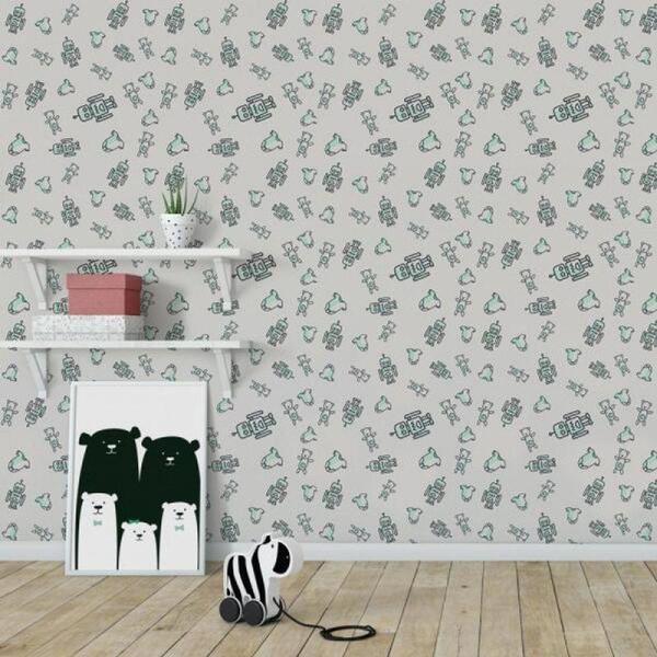 Papel De Parede Kids Robô Ursinho Baby