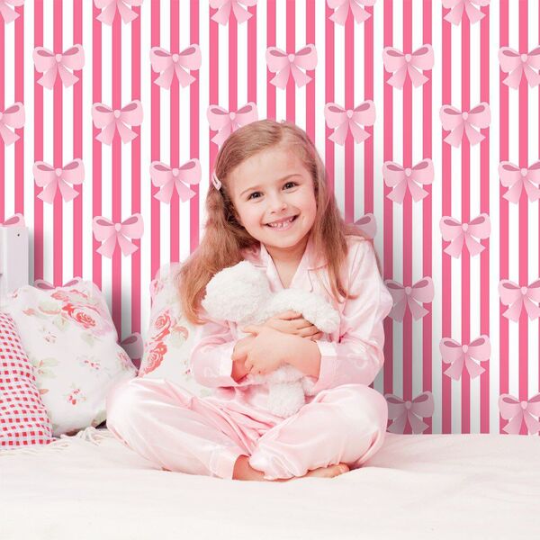 Papel De Parede Laços Cute - 0 50 X 2 50 Metros