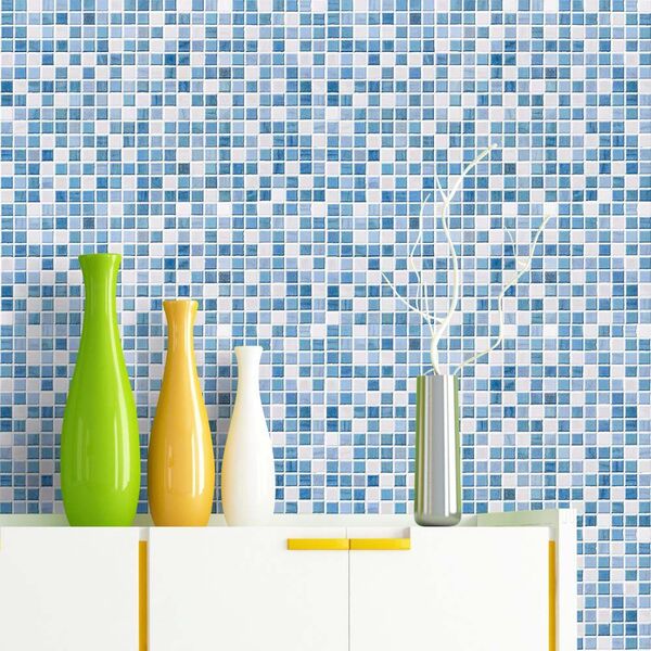 Papel De Parede Ladrilhos Azul - 0 50 X 3 00 Metros