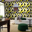 Papel De Parede Lavável Abstrato Amarelo E Preto 18m