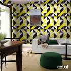 Papel De Parede Lavável Abstrato Amarelo E Preto 9m