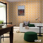 Papel De Parede Lavável Arabesco Amarelo E Vermelho 15m