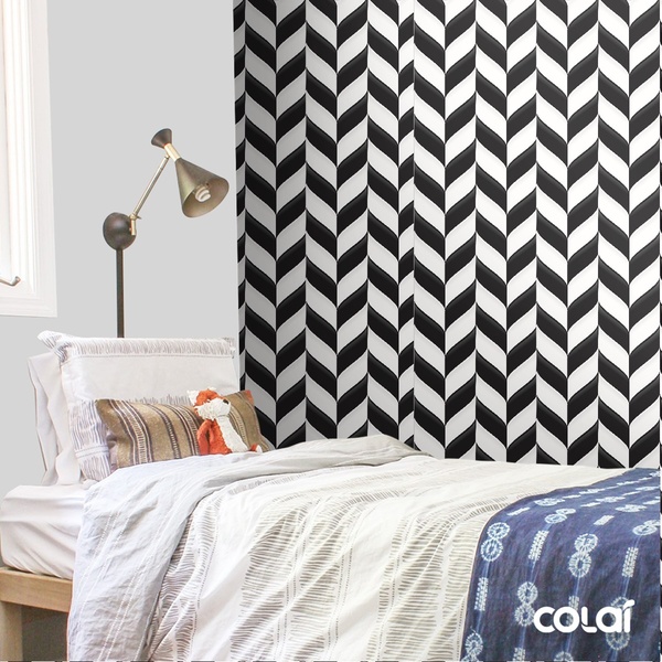 Papel De Parede Lavável Arabesco Preto E Branco 6m