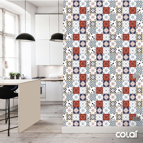 Papel De Parede Lavável Azulejo Mosáico Fundo Branco 15m