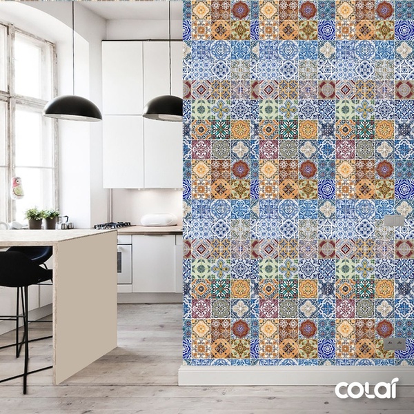 Papel De Parede Lavável Azulejo Português Multicor 15m