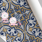 Papel De Parede Lavável Azulejo Português Vintage Azul 6m