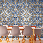 Papel De Parede Lavável Azulejo Português Vintage Azul 6m