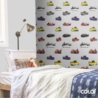 Papel De Parede Lavável Bolas Coloridas Com Fundo Azul 15m