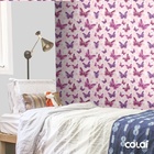 Papel De Parede Lavável Borboletas 3d Fundo Rosa 15m