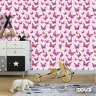 Papel De Parede Lavável Borboletas 3d Fundo Rosa 3m