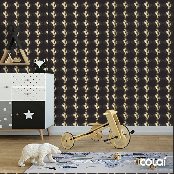 Papel De Parede Lavável Cavalos Com Fundo Escuro 3m