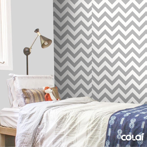 Papel De Parede Lavável Chevron Cinzas 6m