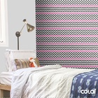 Papel De Parede Lavável Chevron Pretas E Rosas 9m