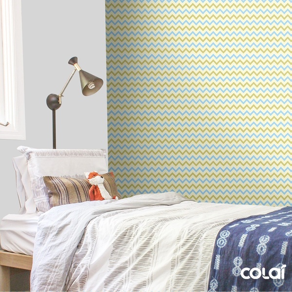 Papel De Parede Lavável Chevron Triangulares Amarelas 12m