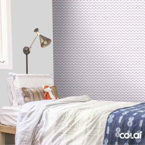 Papel De Parede Lavável Chevron Triangulares Roxas 3m