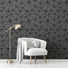Papel De Parede Lavável Cinza Escuro Geométrico Vinilico 6m