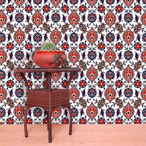 Papel De Parede Lavável Clássico Arabesco Mosaico Ca0047