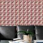 Papel De Parede Lavável Floral Moderno Vermelho Vivo Natural