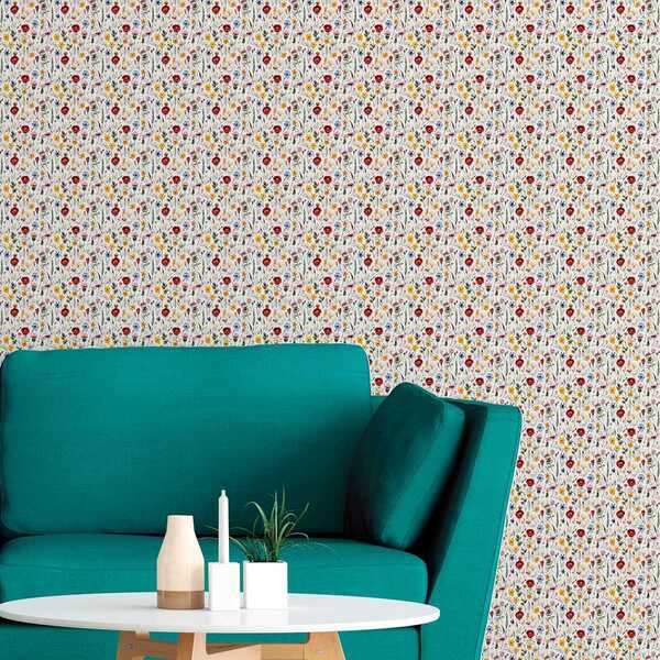 Papel De Parede Lavável Floral Rosas Vermelhas Delicadas Natu