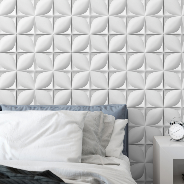 Papel De Parede Lavável Geométrico 3d Branco Quartos Sala