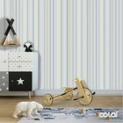 Papel De Parede Lavável Listrado Azul Claro E Verde 6m