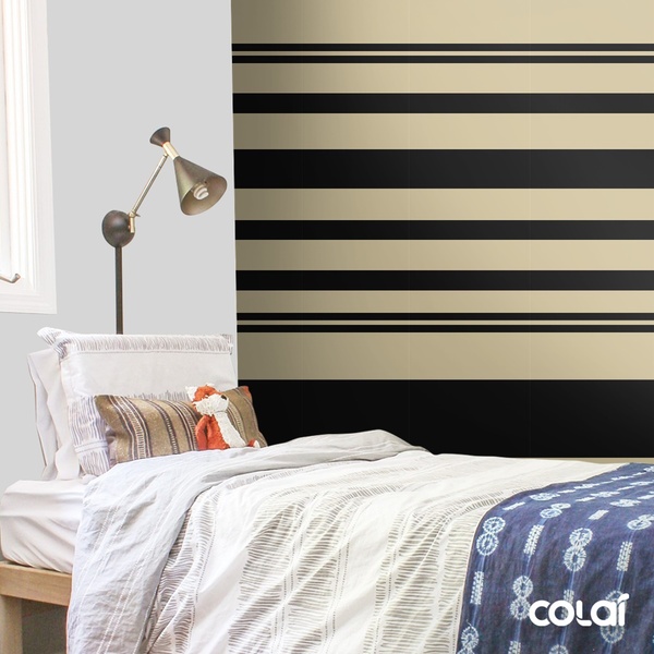 Papel De Parede Lavável Listrado Bege Horizontal 9m