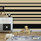 Papel De Parede Lavável Listrado Bege Horizontal 9m