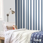 Papel De Parede Lavável Listrado Branco E Ciano 3m