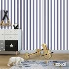 Papel De Parede Lavável Listrado Naval E Branco 9m