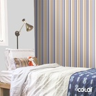 Papel De Parede Lavável Listrado Naval E Marrom 6m