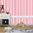 Papel De Parede Lavável Listrado Rosa E Borboletas 9m
