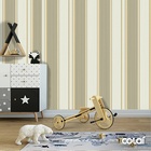 Papel De Parede Lavável Listrado Verde E Amarelo 12m