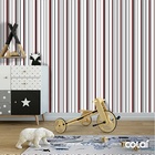 Papel De Parede Lavável Listrado Vermelho E Preto 6m