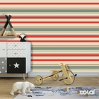 Papel De Parede Lavável Listrado Vermelho E Verde 12m