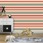 Papel De Parede Lavável Listrado Vermelho E Verde 18m